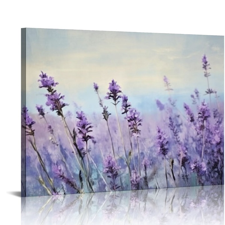 Keretezett lila levendula vászonkép 40x60cm, fali dekoráció