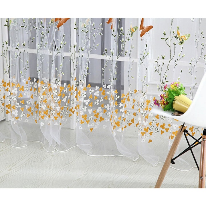OEM Pillangó Voálfüggöny 270x100cm Fehér Átlátszó