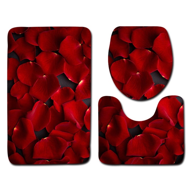 Set 3 piese covoras baie multicolor antiderapant 45x75cm 45x37.5cm 40x35cm
