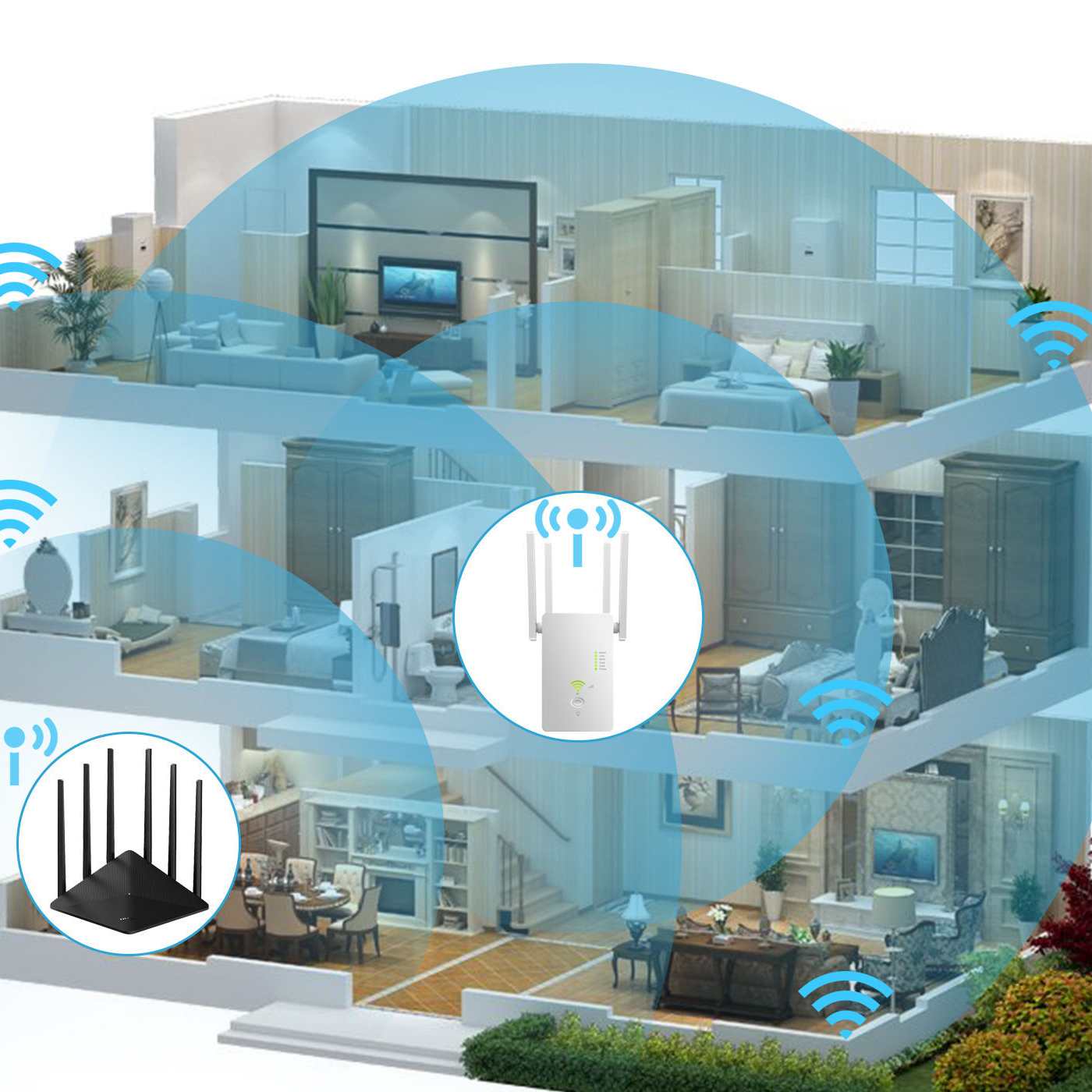 Semnal Router Cu Sim Amplificator de semnal Wi-Fi, Aiorber, router dual-band 5G/2, 4 GHz cu ...
