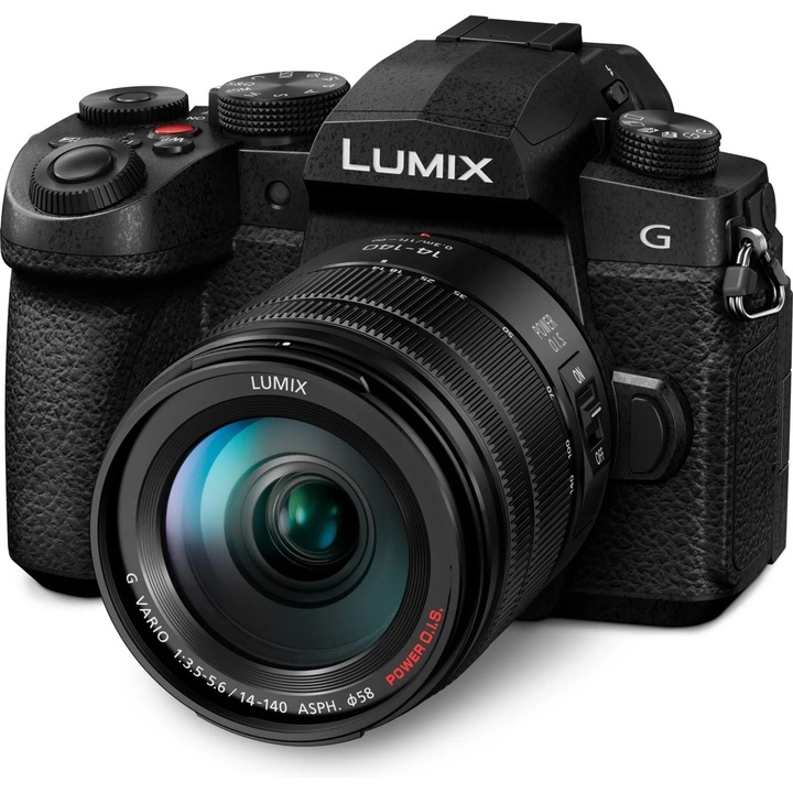 Aparat foto Mirrorless Panasonic LUMIX G100D, 20 MP MFT, 4K, Stabilizare Hybrid IS, OZO Audio, V-Log L, Negru + Obiectiv 12-32 mm F/3,5-5,6 + maner-trepied cu telecomanda