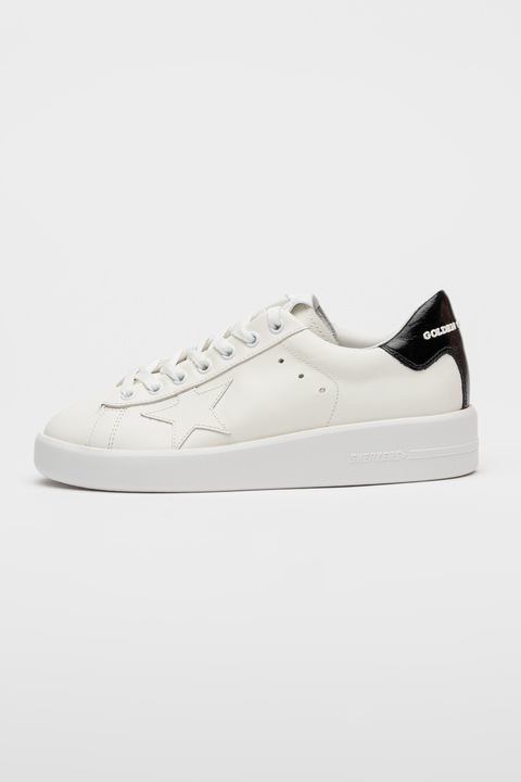 GOLDEN GOOSE, Pantofi sport Pure New din piele si piele lacuita, Negru/Alb optic