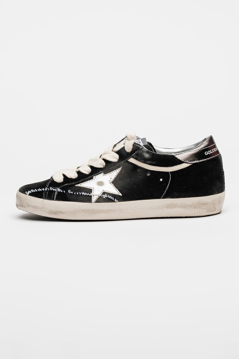 GOLDEN GOOSE, Pantofi sport Super Star cu insertii din catifea, Negru/Gri inchis