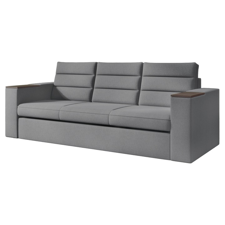 Canapea Missa, extensibila, stofa, 227 x 100 x 90 cm, Gri Antracit