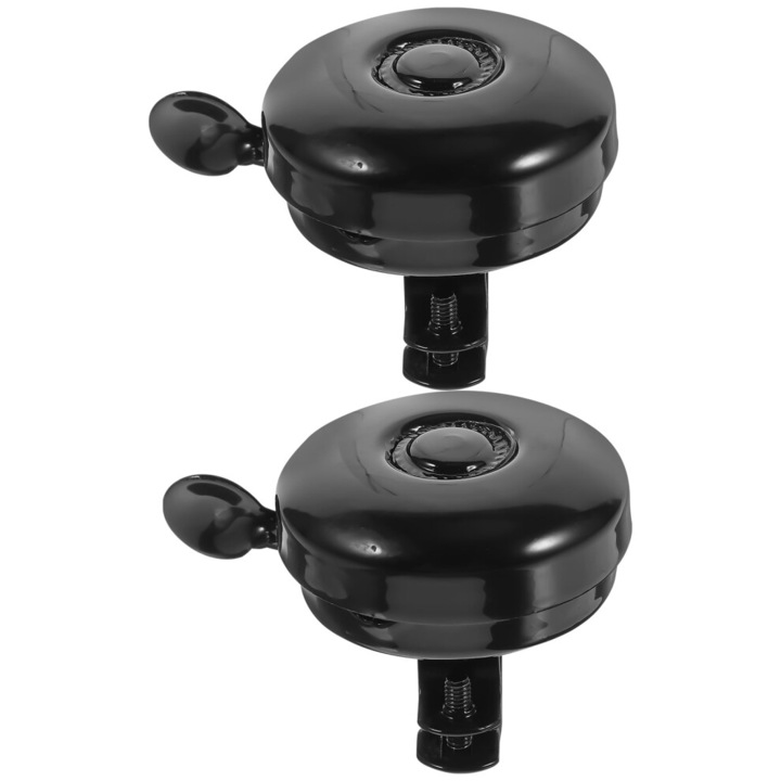 Sonerie bicicleta, 2 buc, fier, negru, 7.5x5.1x4.6cm, multifunctionala