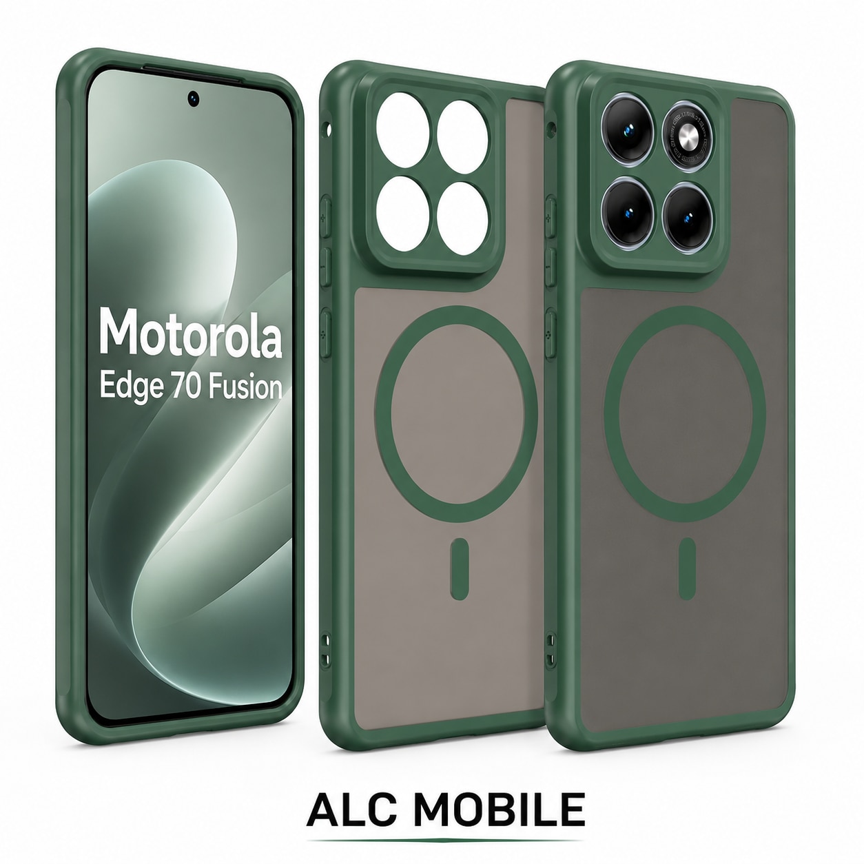 Husa pentru Motorola Edge 70 Fusion Matte, compatibila cu MagSafe, Protectie 360, Anti-Soc, Verde