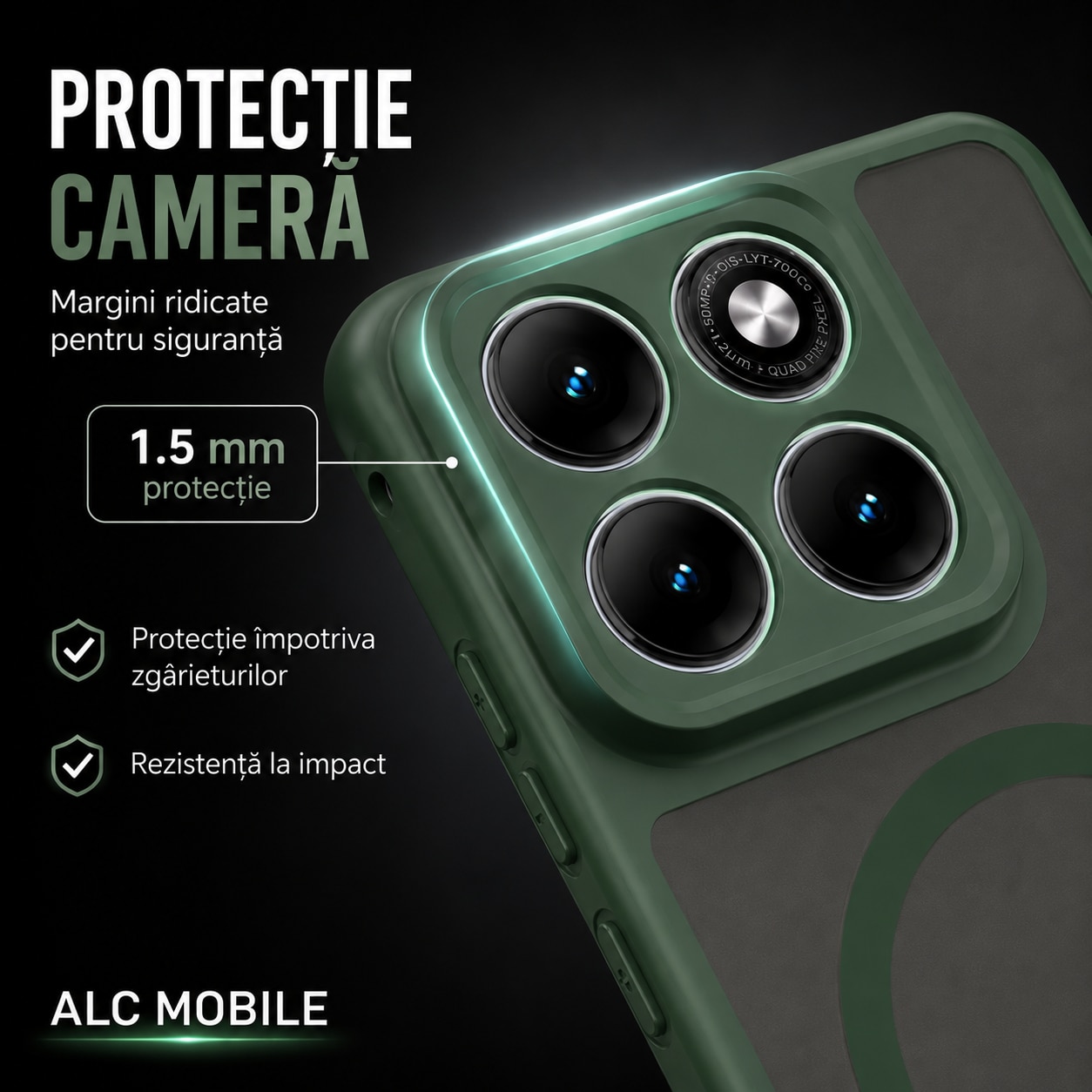 Husa pentru Motorola Edge 70 Fusion Matte, compatibila cu MagSafe, Protectie 360, Anti-Soc, Verde
