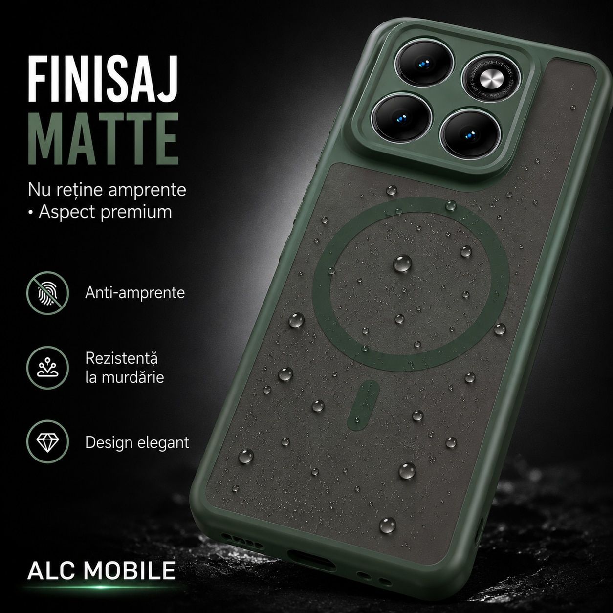 Husa pentru Motorola Edge 70 Fusion Matte, compatibila cu MagSafe, Protectie 360, Anti-Soc, Verde