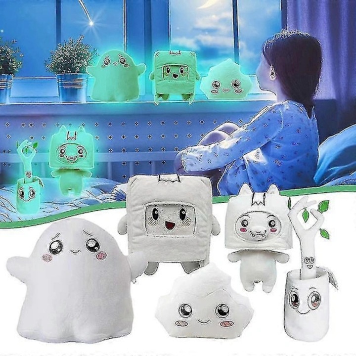 Jucarie de plus Lankybox Foxy Boxy Ghosty moale 20x28cm multicolor