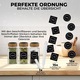 Set 12 Recipiente Condimente din Sticla cu Capac din Bambus, Ultrixe, Organizator Bucatarie,115ML, Include EticheteOrganizatoare Sertar, Palnie din Silicon si Pix Alb Inclus, Accesorii Depozitare, Transparent