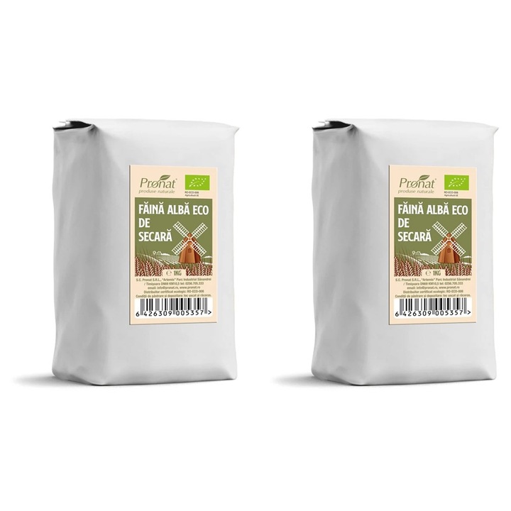 2 x Faina alba bio de secara, 1kg Pronat