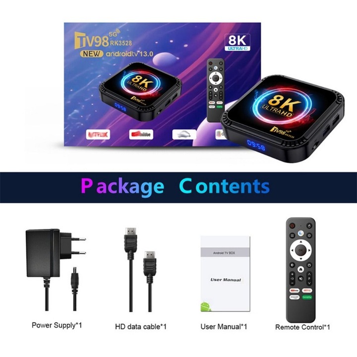 Média lejátszó Smart Box TV RK3528 négymagos 4K Ultra HD 4GB RAM 64GB ROM