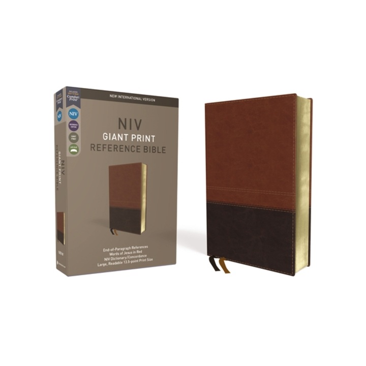 NIV, Reference Bible, Giant Print, Imitation Leather, Brown, Red Letter Edition, Comfort Print, Zondervan