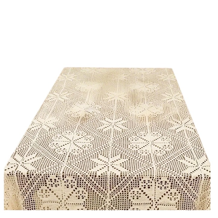 Vintage bézs téglalap alakú csipketerítő 180x130cm 220x150cm