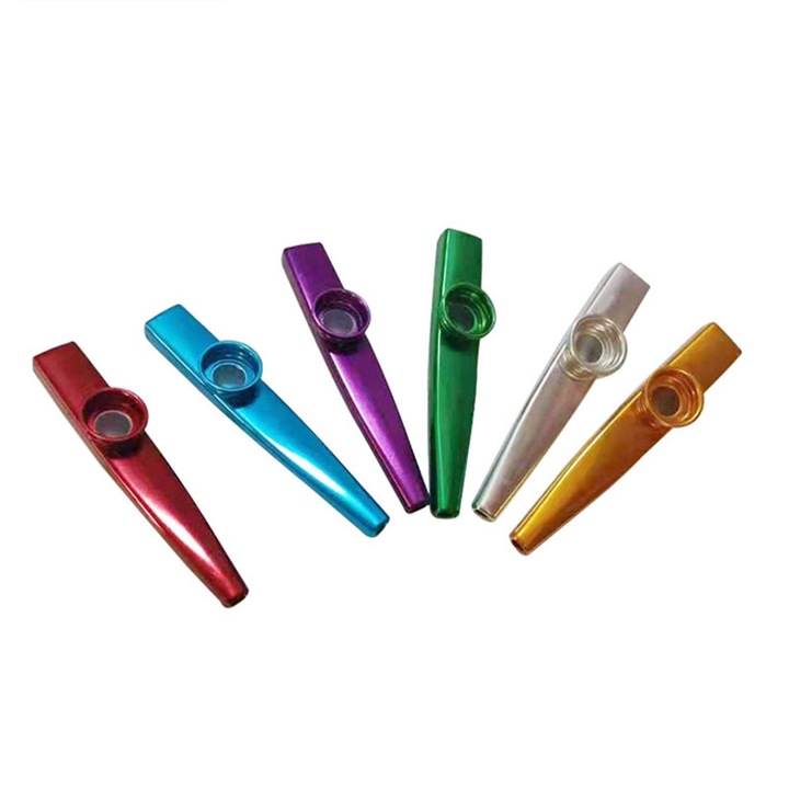 6 db fém kazoo készlet, alumínium ötvözet, többszínű, 2.5x2.5x12cm