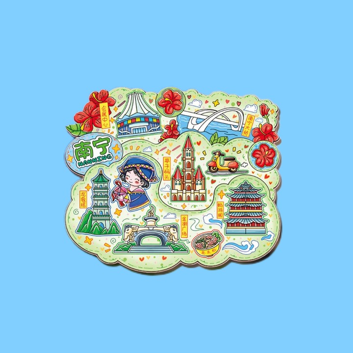 Magnet decorativ lemn, versiune desen animat, multicolor, 9x7.7cm