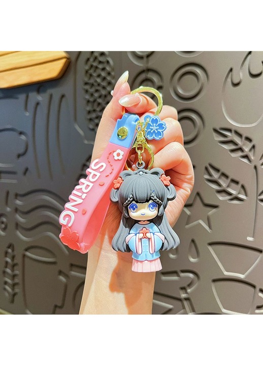 Ключодържател Hanfu Момиче Син PVC 7x3см