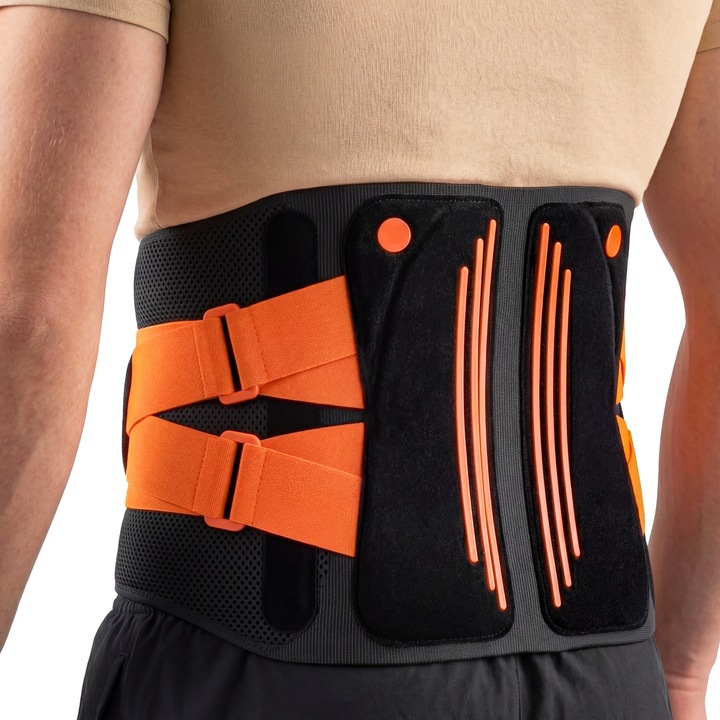 IZYDA® Prémium Deréktámasz, Dupla Állítható Kompresszió, Lumbosacralis Támogatás és Testtartásjavító, Derékfájásra, Porckorongsérvre, Spondylosisra, Irodába, Edzőterembe, Légáteresztő Anyag, Unisex, M