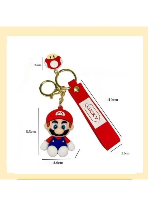 Breloc Super Mario rosu din PVC, 7x4cm