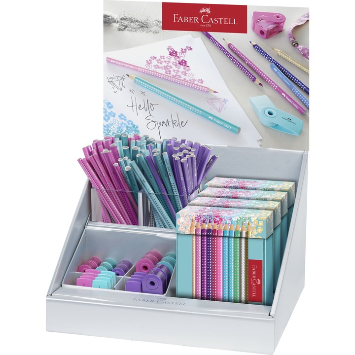 Set markere Faber-Castell Sparkle, grafit și colorate, cu husă