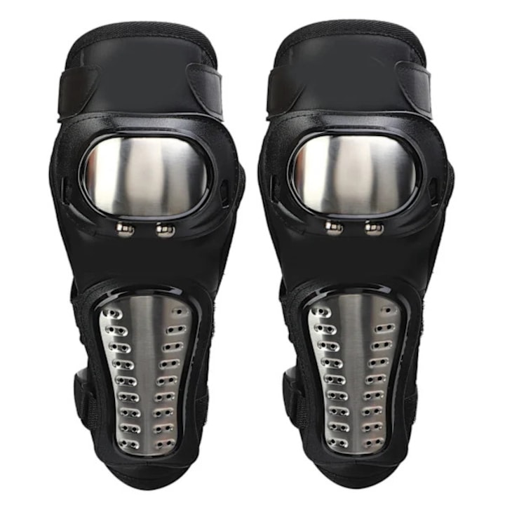 Set echipament protectie motocross, genunchiere si cotiere, interior cauciuc antiderapant, sistem catarama rapida, marime universala