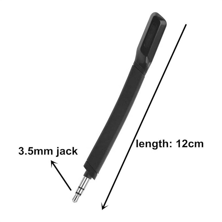 Csere mikrofon vezeték nélküli fejhallgatóhoz, fekete, univerzális, 3.5mm