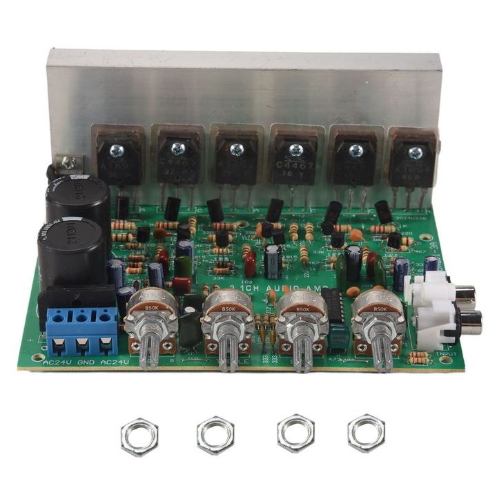 2.1 csatornás audio erősítő panel 240W mélynyomó fekete 14.5x14x5.8cm