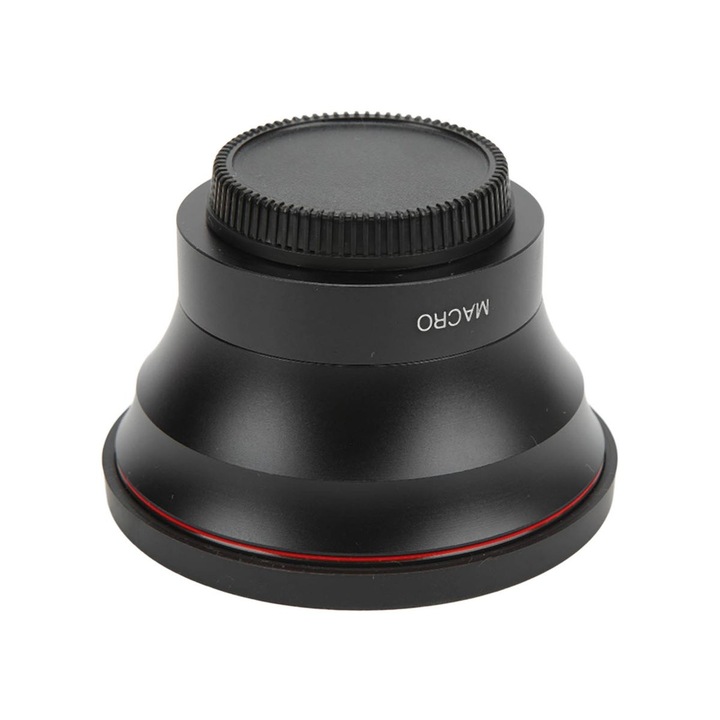 Obiectiv unghi larg cu macro, 49mm, aluminiu, albastru, 82mm