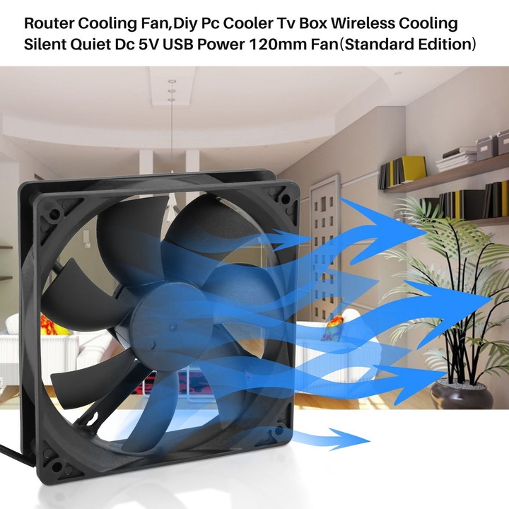 Router hűtőventilátor 12x12x2.5cm fekete