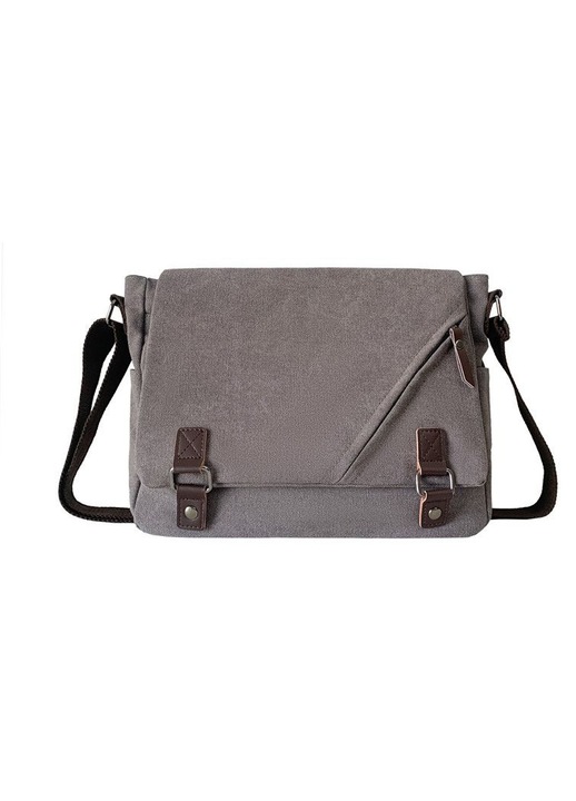 Férfi crossbody táska, vízálló vászon, khaki barna, 30x20x10cm
