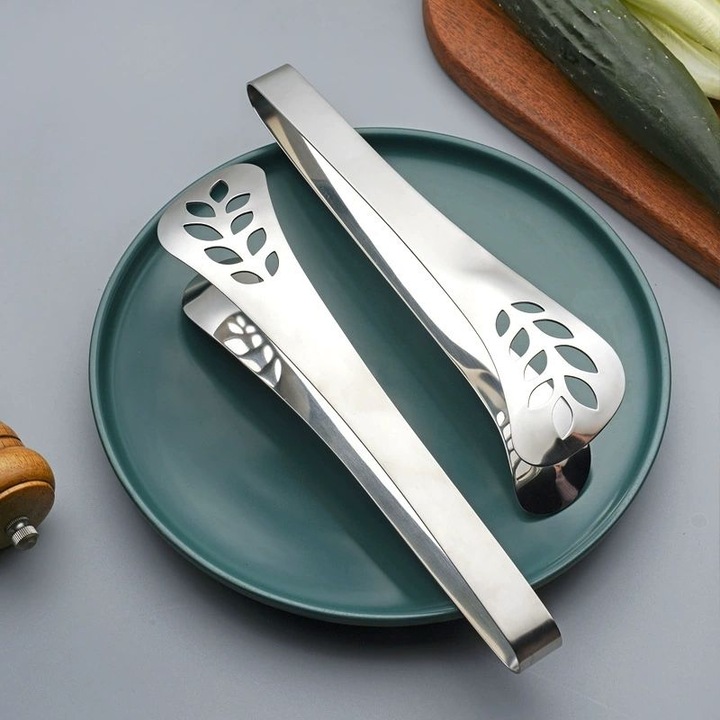 Cleste multifunctional pentru alimente, inox, 2 piese, argintiu