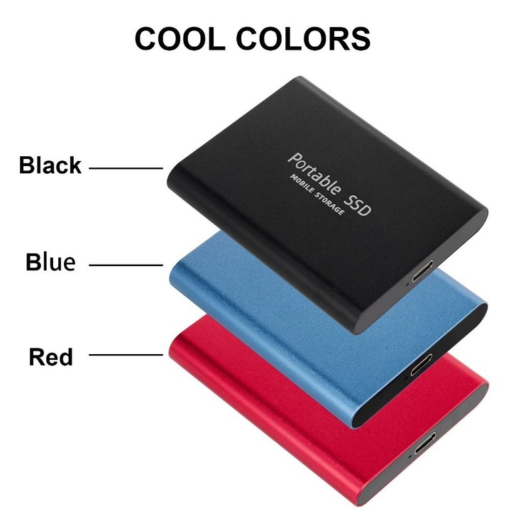 Hard disk extern SSD, 540MB/s, USB-C la USB-A, aluminiu, mare capacitate