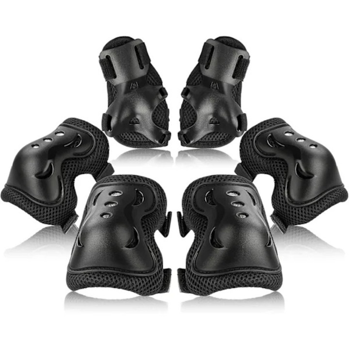 Set 6 in 1 protectii genunchi cot incheieturi copii multicolor reglabil
