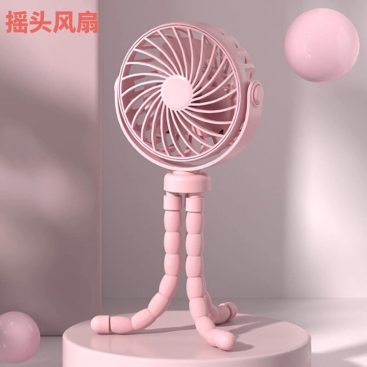 Többfunkciós mini ventilátor, rózsaszín, 15x10x8cm, USB újratölthető