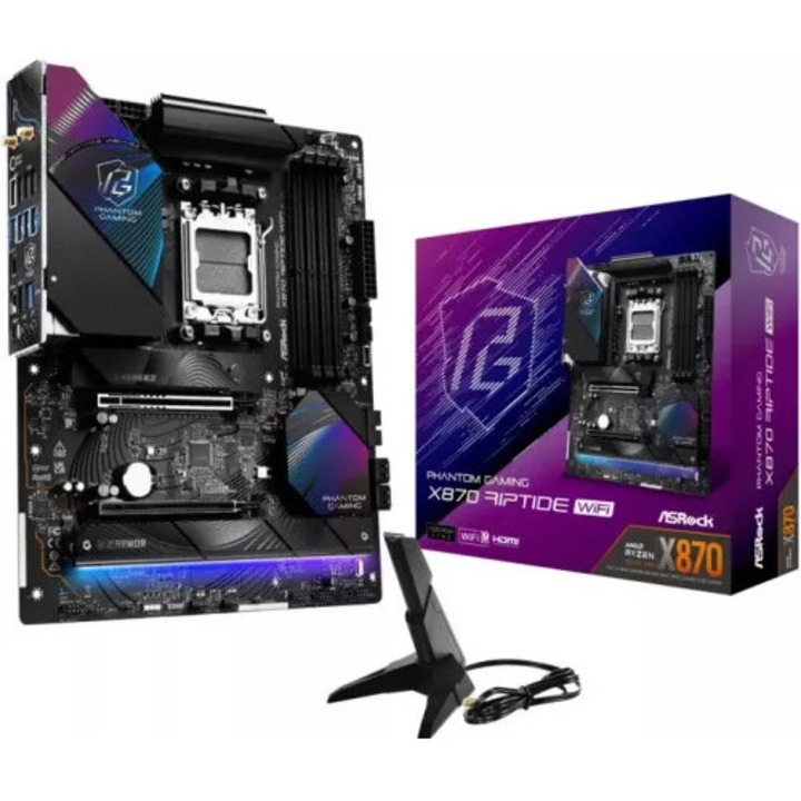 Placa de baza AM5 AsRocK X870 ATX DDR5 WiFi7 BT5.4 Phantom Gaming Riptide