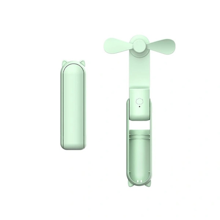 Hordozható ventilátor 2 az 1-ben, zöld, 1200mAh, 3 sebesség, 12x24x48h üzemidő