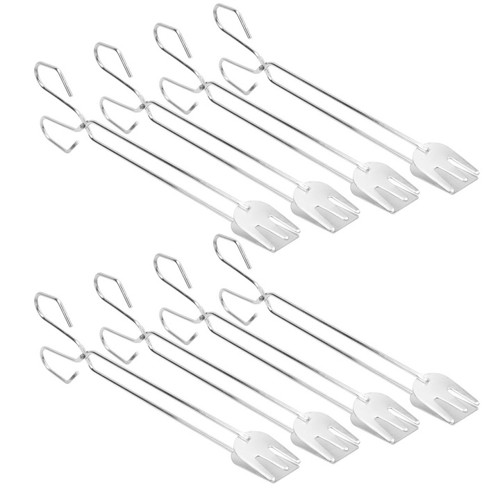 Set 8 clesti mini din otel inoxidabil pentru bucatarie, portabil, argintiu, 8 piese
