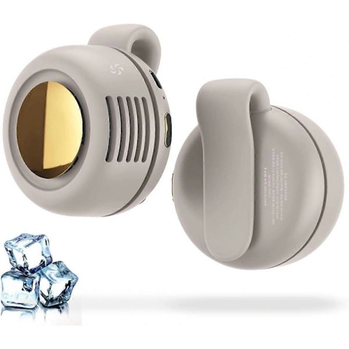Hordozható, újratölthető mini ventilátor csipesszel derékra, 3 sebességfokozat, 900mAh akkumulátor, USB töltés, Többszínű, 2 darab