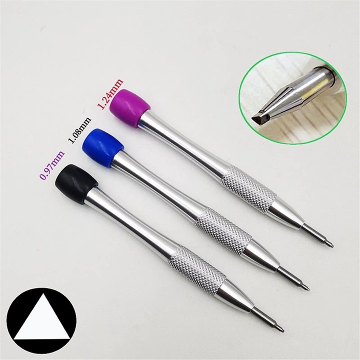 Set 3 surubelnite triunghiulare pentru mecanism ceas, aluminiu, multicolor, mic