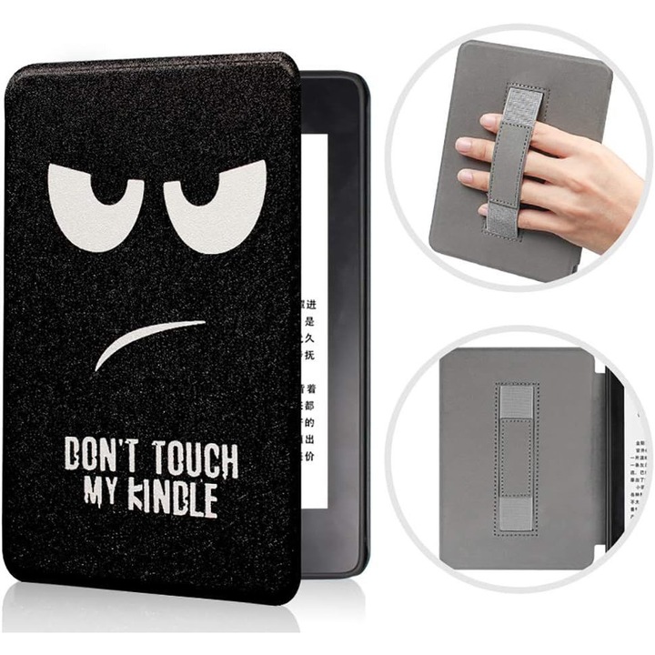 Калъф за Kindle 6 инча 11-то поколение, PU кожа, каишка за ръка, син
