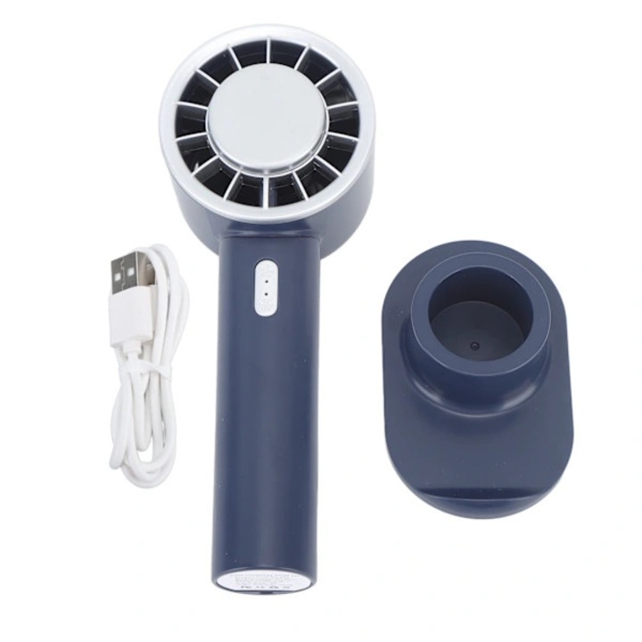 Mini hordozható ventilátor, félvezető hűtés, sötétkék, 2200mAh, 3.7V, 1.5-8h, 3h töltés