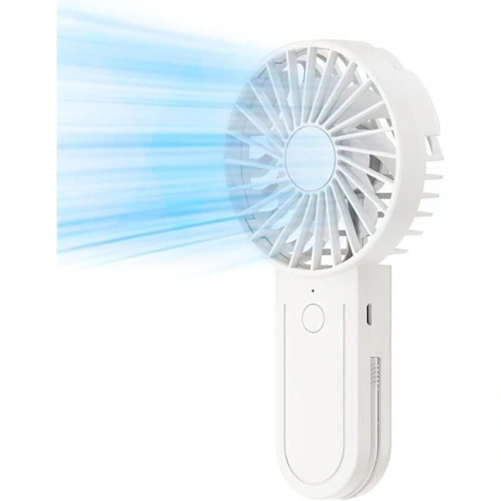 Mini hordozható ventilátor, 3 sebességes, fehér, 18x9.7x3.4cm