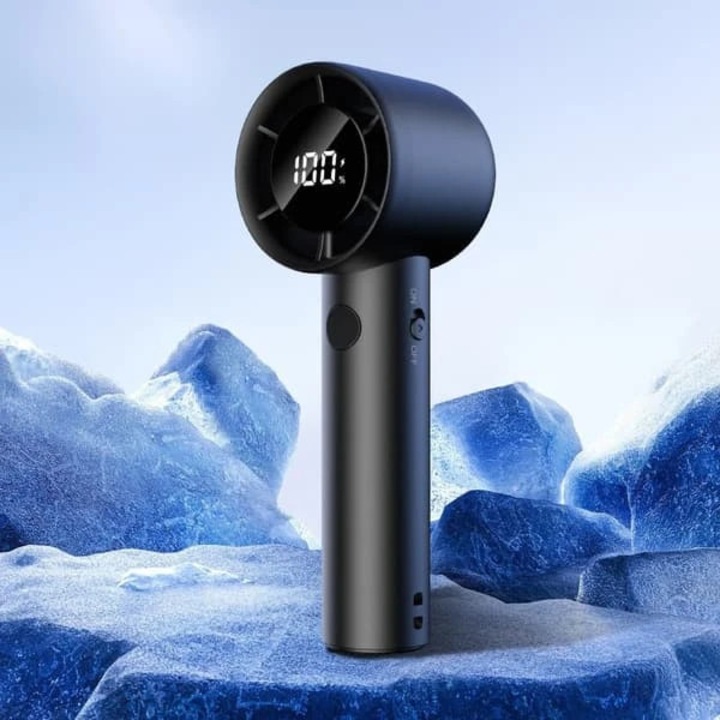 Hordozható ventilátor, 10000RPM, fokozatmentes sebességszabályozás, fehér szürke fekete kék, 56x54x156mm
