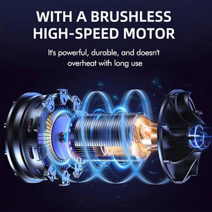 Turbo Jet elektromos fúvó/szárító, kefe nélküli motor, 190.000 RPM sebesség, 350W (24V) 1 akkumulátorral, Fekete, 1 db.