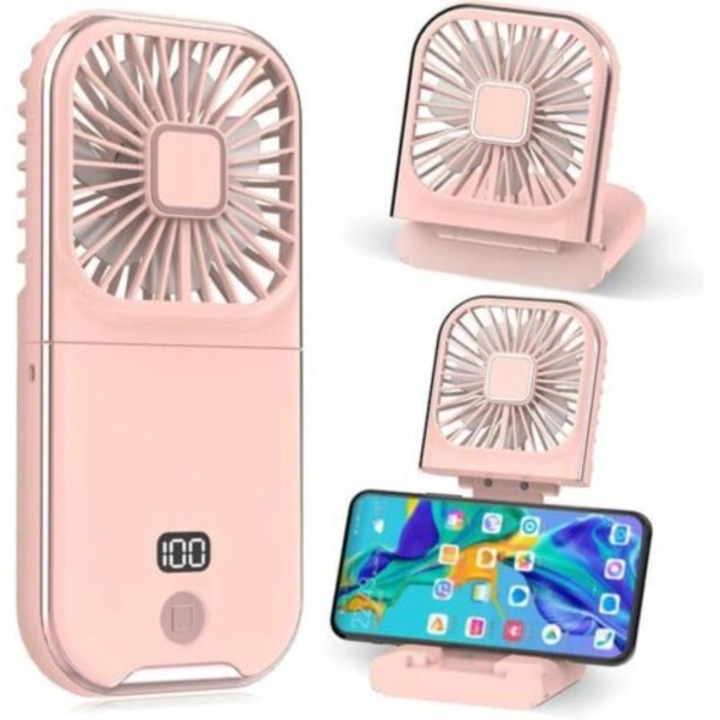 Hordozható mini USB ventilátor, rózsaszín, 3000mAh, 5V