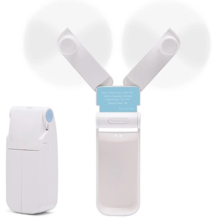 Mini hordozható ventilátor, dupla fejjel, 2 sebességfokozat, USB, 9.9x4.1x3cm, 68g