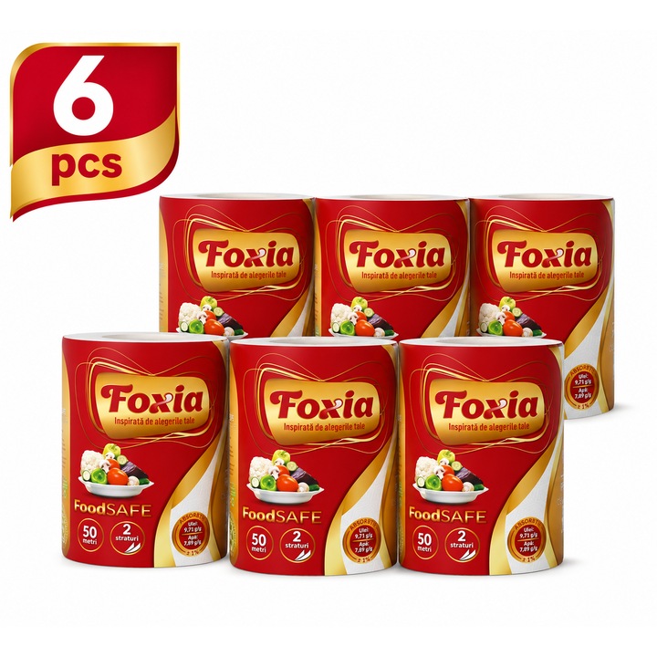 Set x 6 Prosop de bucatarie monorola Foxia 50 m, 2 straturi