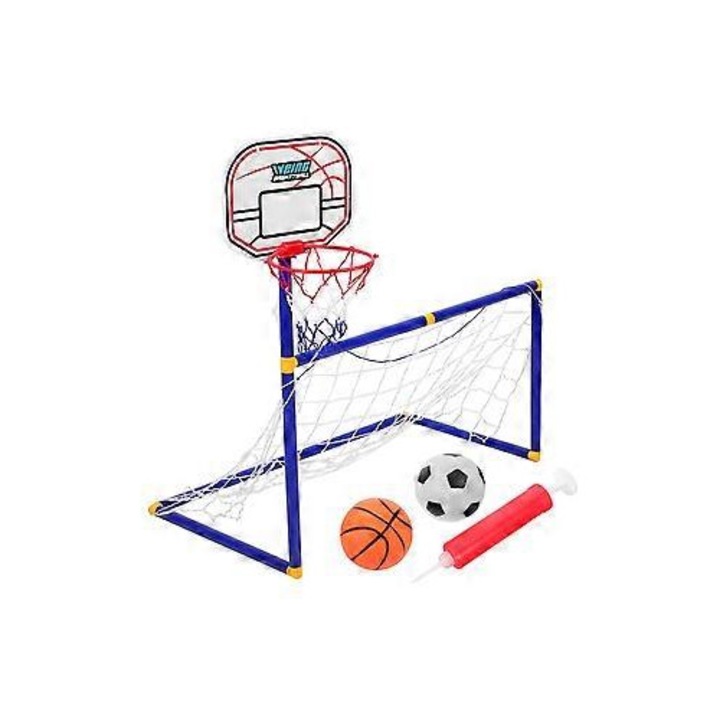 Poarta fotbal cu cos baschet pentru copii, plastic, 90x88x45cm, set