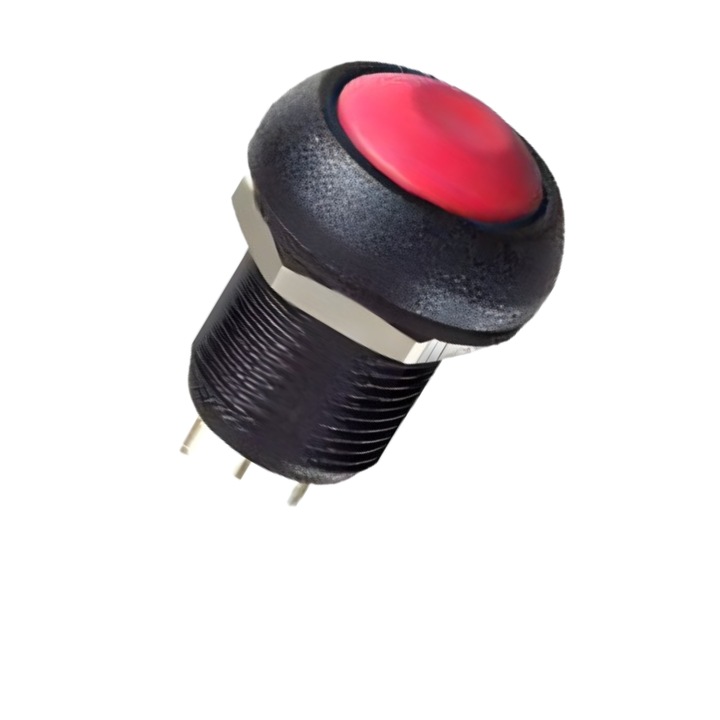 Zárt nyomógombos kapcsoló 12mm piros 3A 28VDC IP67