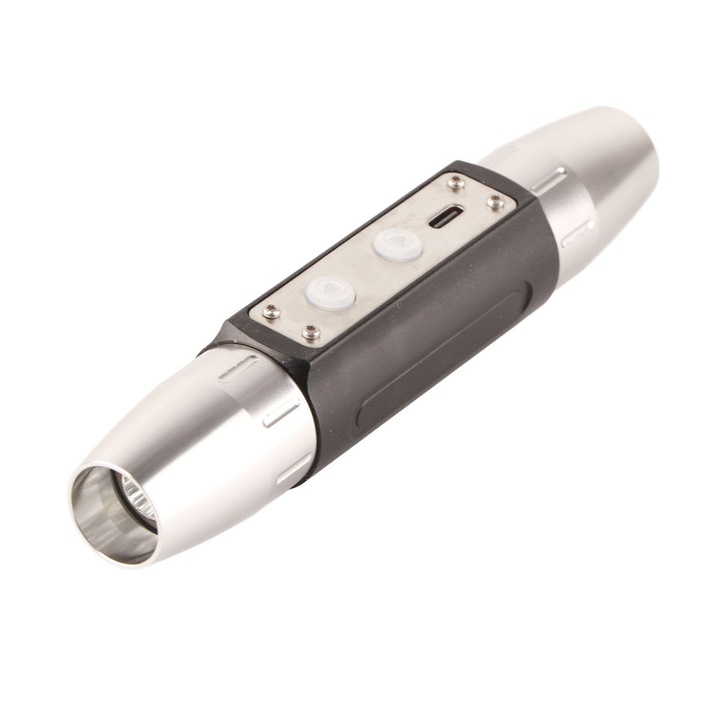 Kétfejes lámpa, 6 LED, USB töltés, 14.7x3x3cm, ezüst